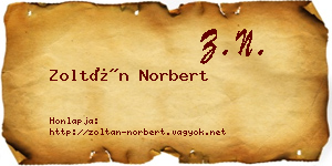 Zoltán Norbert névjegykártya